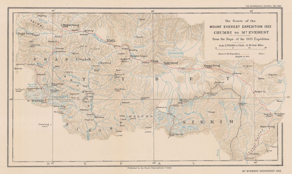 Royal Geographical Society (RGS), The Route of the Mount Everest Expedition 1922, Chumbi to Mt. Everest from the maps of the 1921 Expedition, 1922
