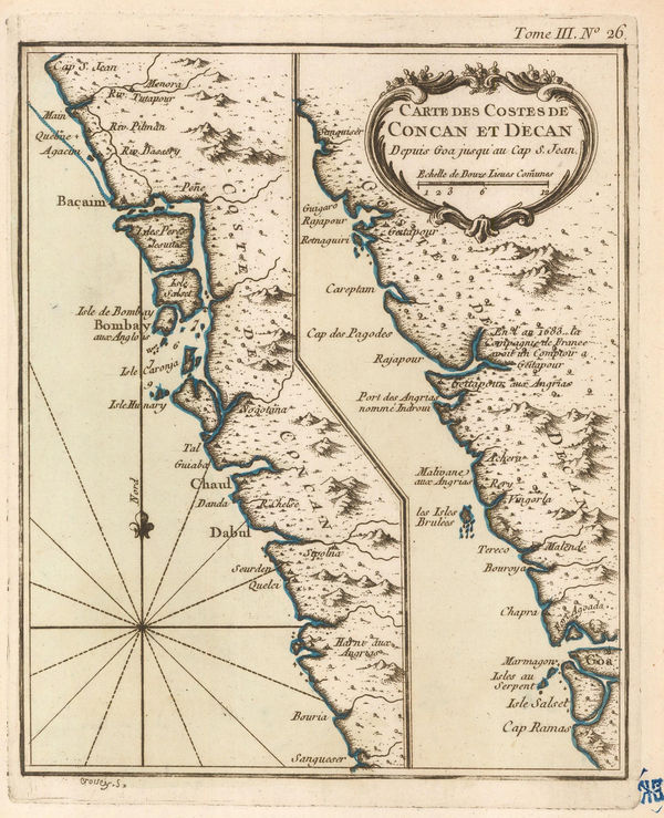 Jacques-Nicolas Bellin, Chart of the coast of Concan and Decan, 1764