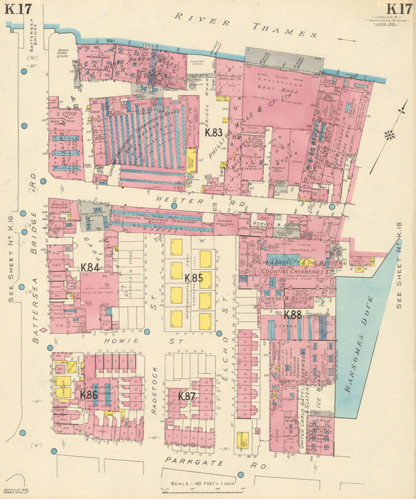 Charles Edward Goad, Battersea Bridge, Hester & Parkgate Roads, 1946