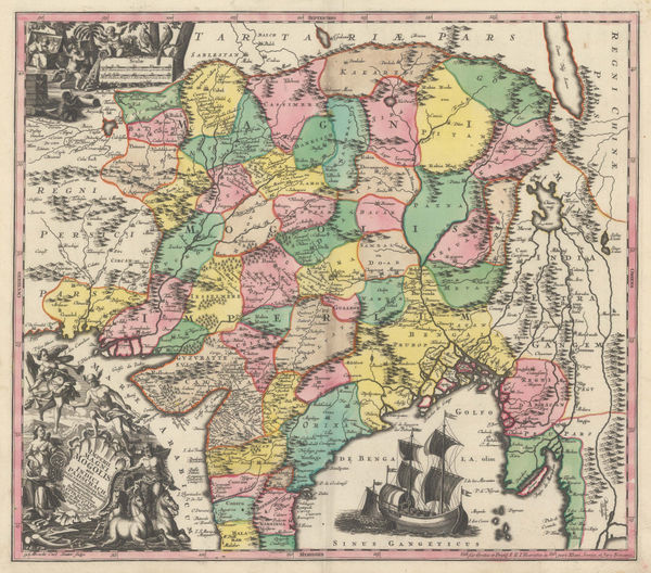 Matthaus Seutter, Imperii Magni Mogolis sive Indici Padschah juxta recentissimas Navi gationaes accurata delineatio Geographica, 1740 c.