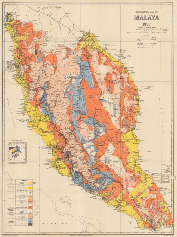 Fed. Malay States, Geological map of the Malay Peninsula, 1937