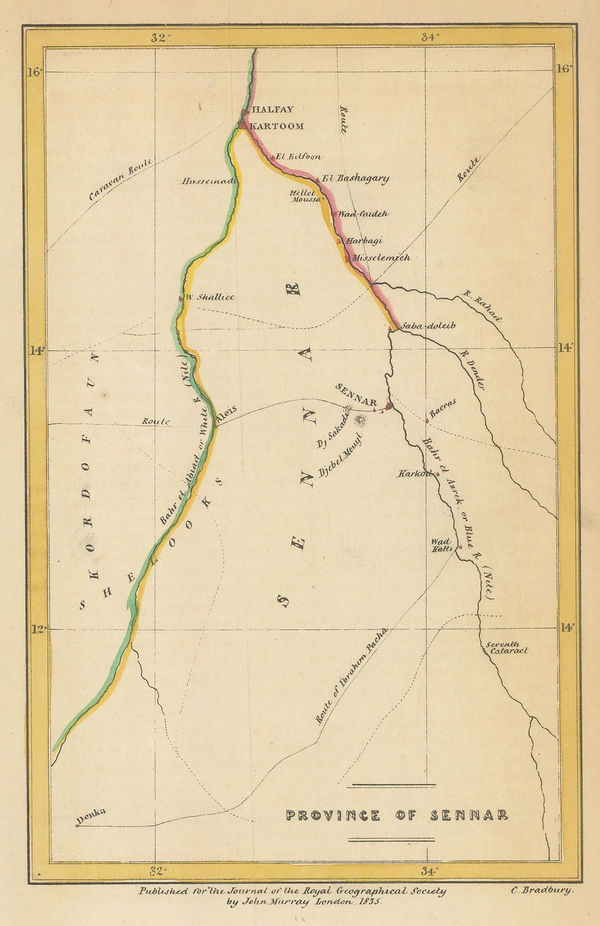 Royal Geographical Society (RGS), Sennar State, Sudan, 1835
