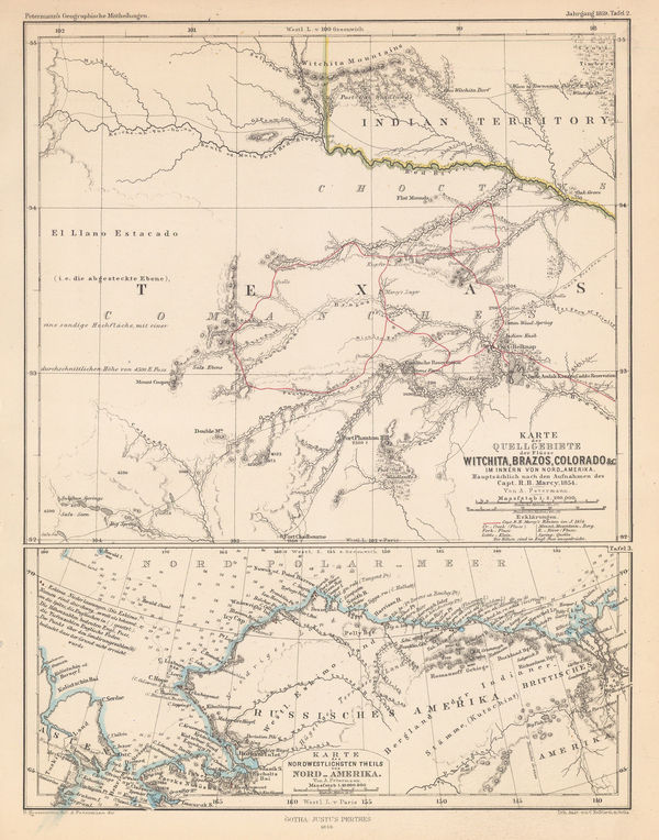 Justus Perthes, North Texas & Alaska, 1859