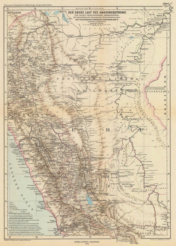 Justus Perthes, The Upper Amazon Basin, 1879