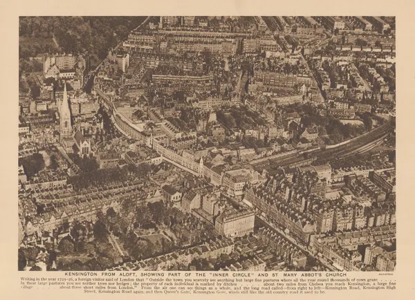 Arthur St John Adcock, London - Kensington High Street, Aerial View, 1927