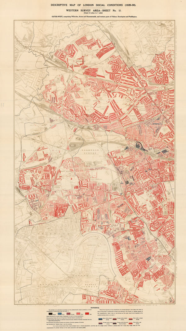 Charles Booth, Descriptive Map of London Social Conditions (1929-1930), 1930