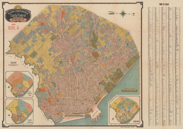 A. Bemporat, Wall map of Buenos Aires, 1915 c.