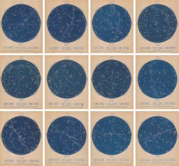 Richard Anthony Proctor, A Set of 12 Maps of the Night Sky, 1896 c.