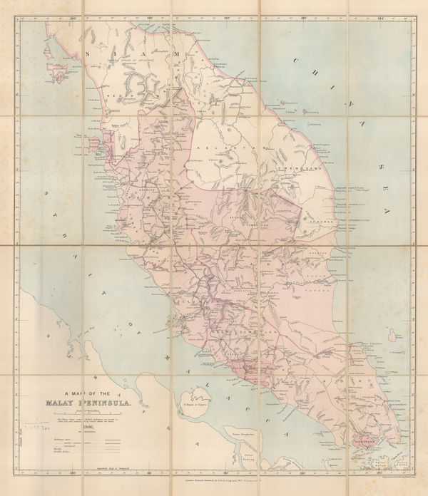 Edward Stanford, A Map of the Malay Peninsula, 1906