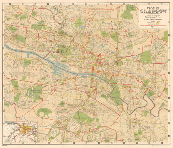 Geographia Ltd., Plan of Glasgow, 1938