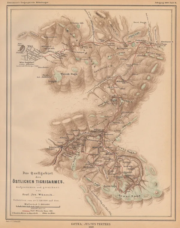 Justus Perthes, Source of the eastern arm of the Tigris River., 1889