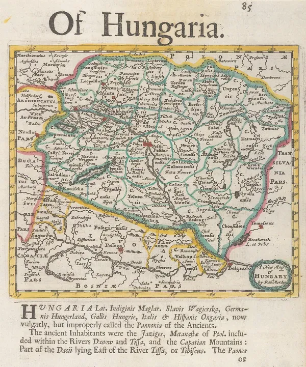 Robert Morden, Early map of Hungary, 1688