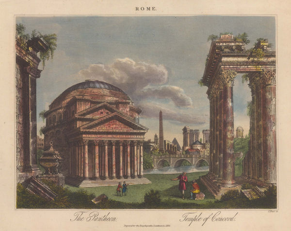 John Wilkes, Italy - Rome, Pantheon and Temple of Concord, 1827