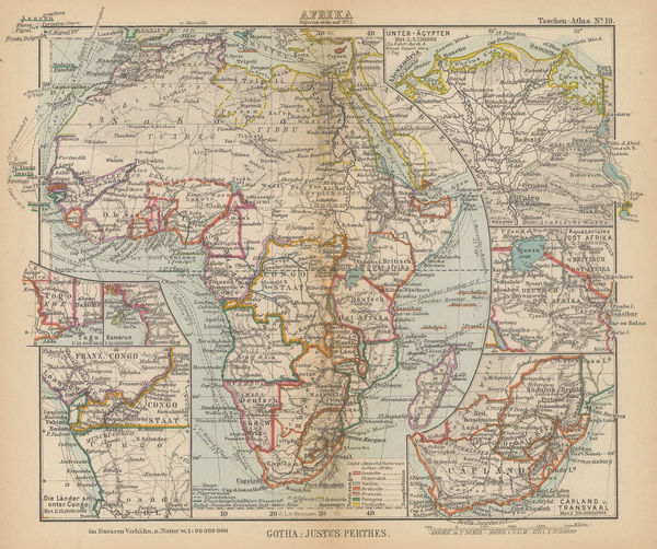 Justus Perthes, Detailed miniature map of Africa, 1898