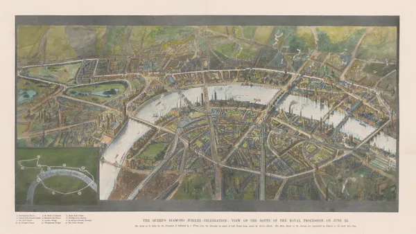 Illustrated London News (ILN), London - Bird's Eye View of the Diamond Jubilee Route, 1897