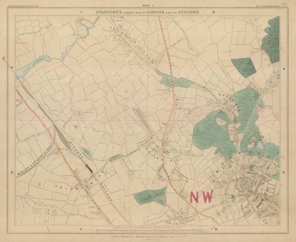 Edward Stanford, Hampstead, Golders Green & Cricklewood, 1877