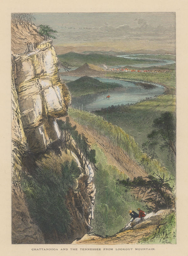 Picturesque America, Tennessee - Chattanooga and the Tennessee River, 1874