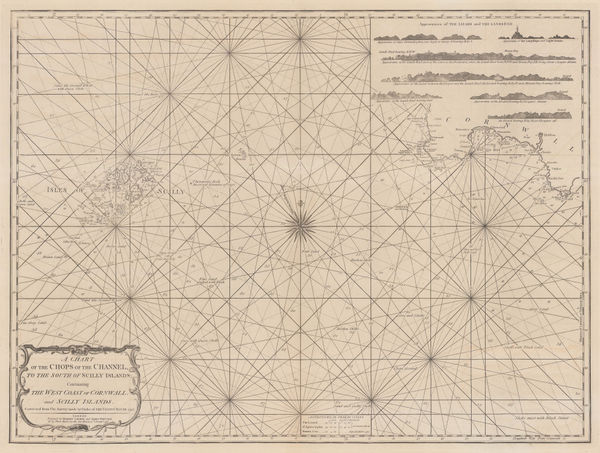 Laurie & Whittle, A Chart of the Chops of the Channel, to the South of Scilly Islands: Containing the West Coast of Cornwall and Scilly Islands, 1795