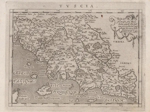 Giovanni Antonio Magini, Miniature map of Tuscany, 1620