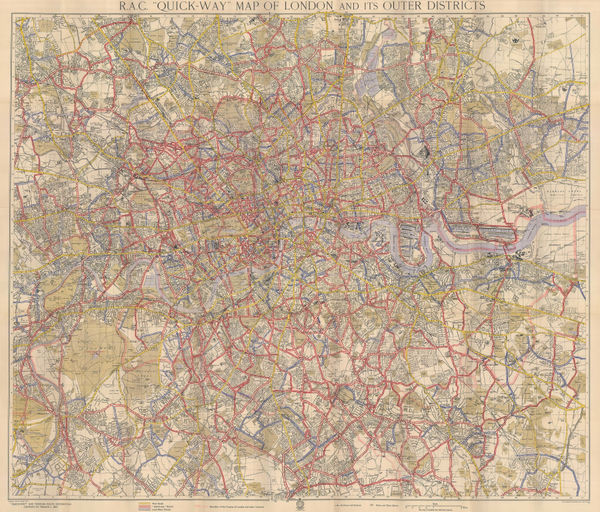 George Philip & Son Ltd., R. A. C. "Quick-Way" Motoring Map of London and its Outer Districts , 1945 c.