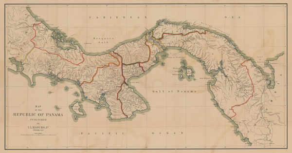 I.L. Maduro Jr., Map of the Republic of Panama, 1915 c.