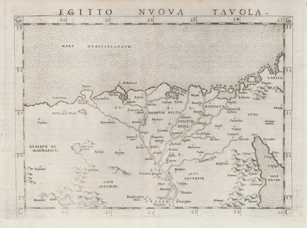 Girolamo Ruscelli, Egypt New Map, 1561