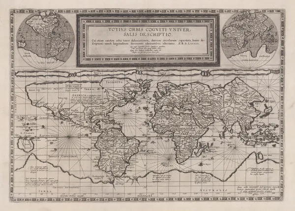 Cornelis De Jode, Totius Orbis Cogniti Universalis Descriptio, 1593