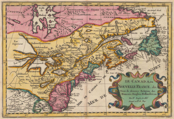 Nicolas & Guillaume Sanson, Early map of eastern Canada , 1700