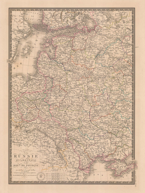 Adrien Brue, Carte de la Russie Occidentale et du Royme. de Pologne, 1837