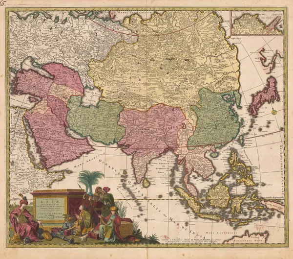 Covens (Jean) & Mortier (Cornelius), Decorative map of Asia, 1730 c.