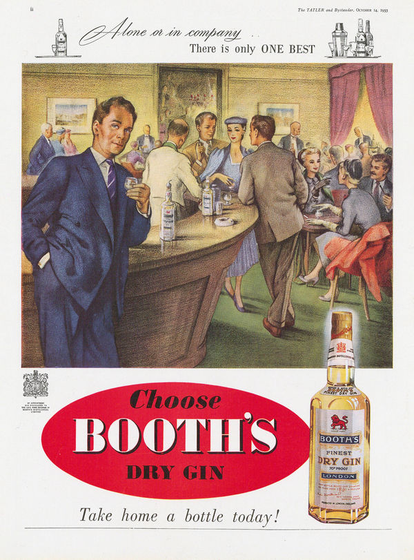 Tatler and Bystander, Gin - Booth's Dry Gin, 1953