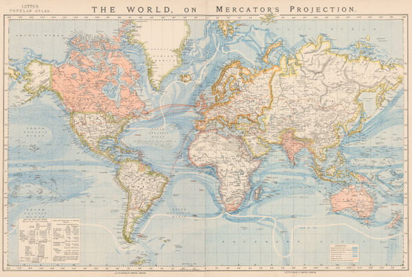 Letts & Son, The World on Mercator's Projection, 1882