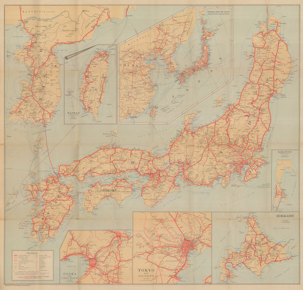 Japanese Railways, General Map of Japan, 1931
