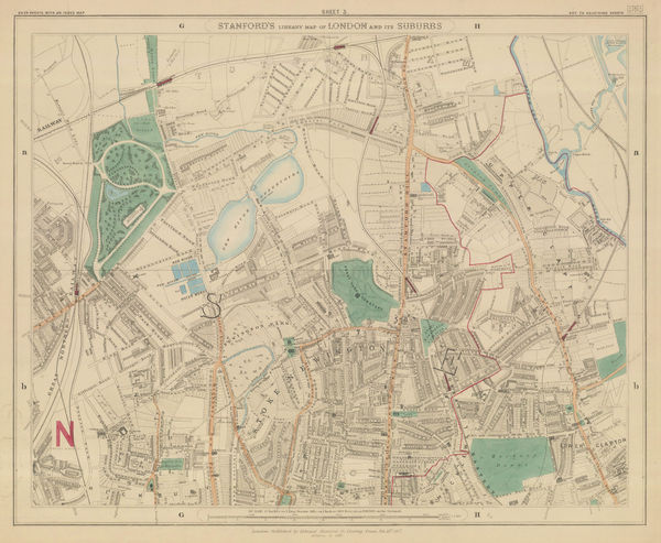 Edward Stanford, Finsbury Park, Stoke Newington & Tottenham, 1882