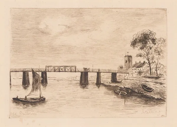 J.H. Herring, London - Battersea Bridge, 1884