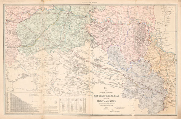 Survey of India, Grand Trunk Road of India between Calcutta and Benares, 1860 c
