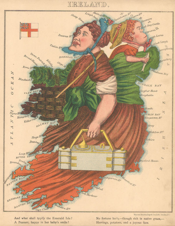 Aleph, Scarce caricature map of Ireland, 1869