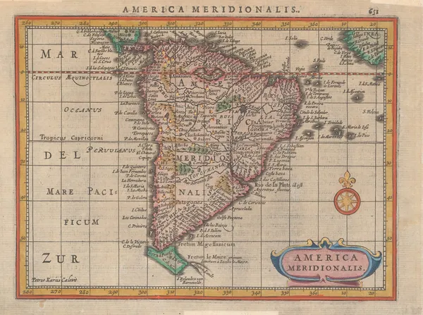 Mercator Hondius, South America, 1628