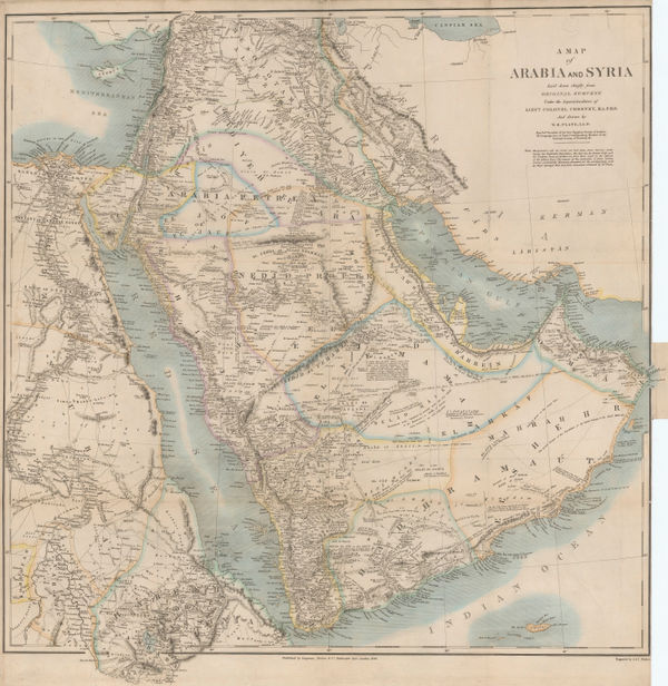 Lt. Col. Francis Rawdon Chesney, A Map of Arabia and Syria, 1849