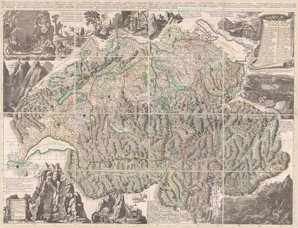 Johann Jakob Scheuchzer, The Grandest 18th Century Map of Switzerland, 1712