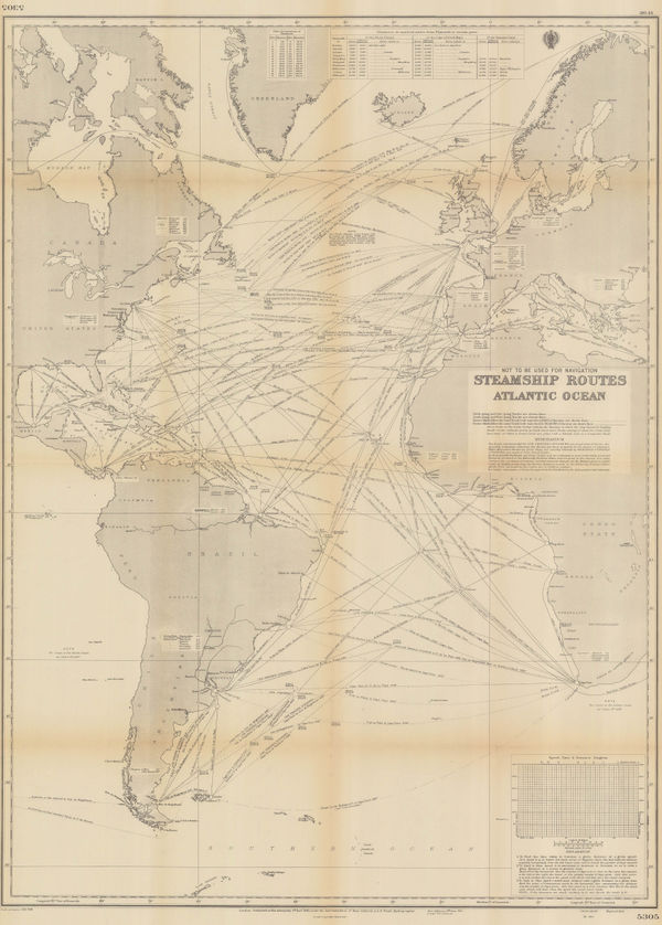 British Admiralty, Steamship Routes Atlantic Ocean, 1951