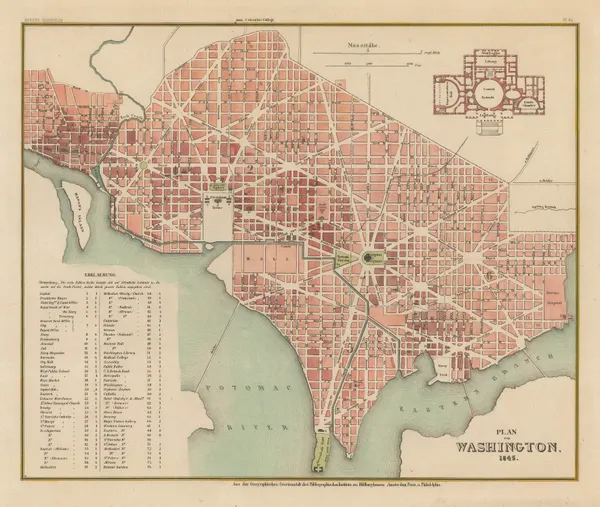 Joseph Meyer, Street plan of Washington D. C., 1845