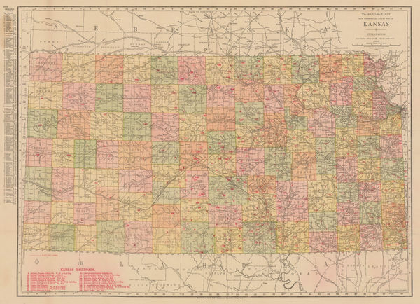 Rand, McNally & Co., New Commercial Atlas Map of Kansas, 1914