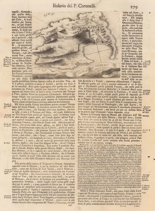 Vincenzo Coronelli, Tenedos / Bozcaada Island, 1696