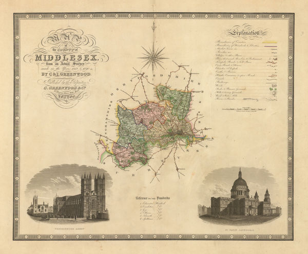 Christopher & John Greenwood, Map of the County of Middlesex, 1829