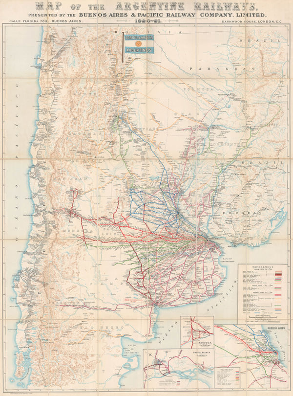 Waterlow & Sons, Railway Map of Argentina, 1921