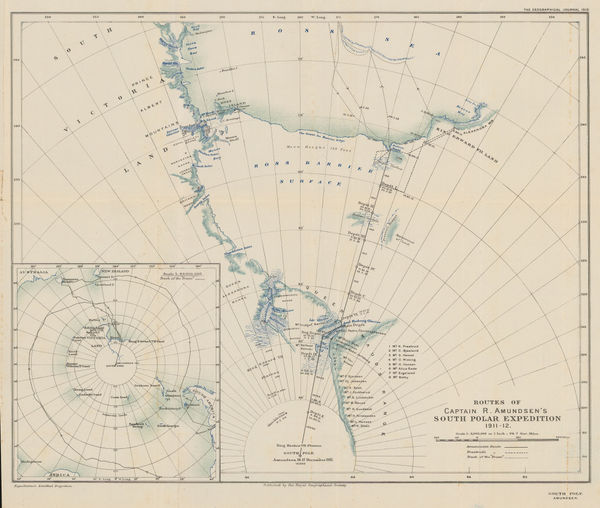 Royal Geographical Society (RGS), Routes of Captain R. Amundsen's South Polar Expedition 1911-1912, 1913