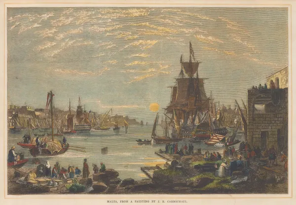 Illustrated London News (ILN), Malta - Valletta Grand Harbour, 1856