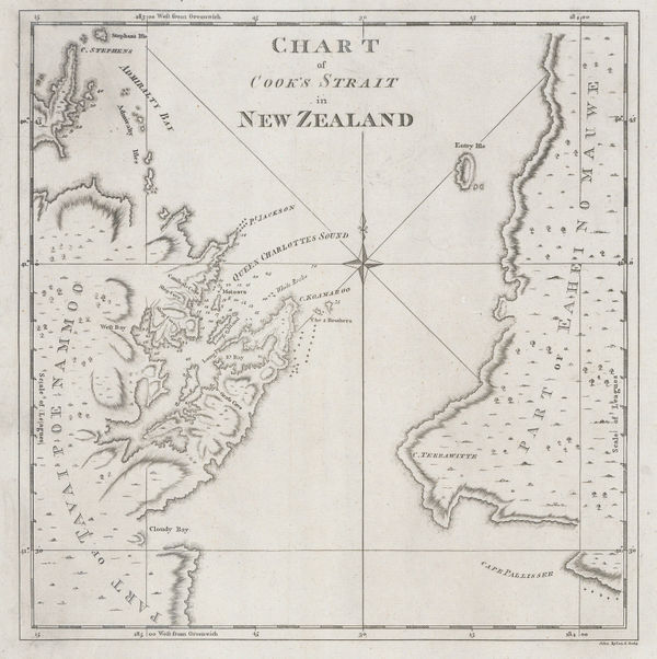 Capt. James Cook, Chart of Cook's Strait in New Zealand, 1773