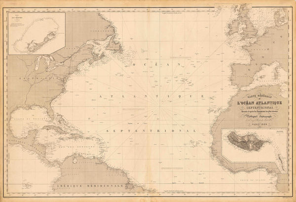 Aimé Robiquet, Chart of the North Atlantic Ocean, 1855